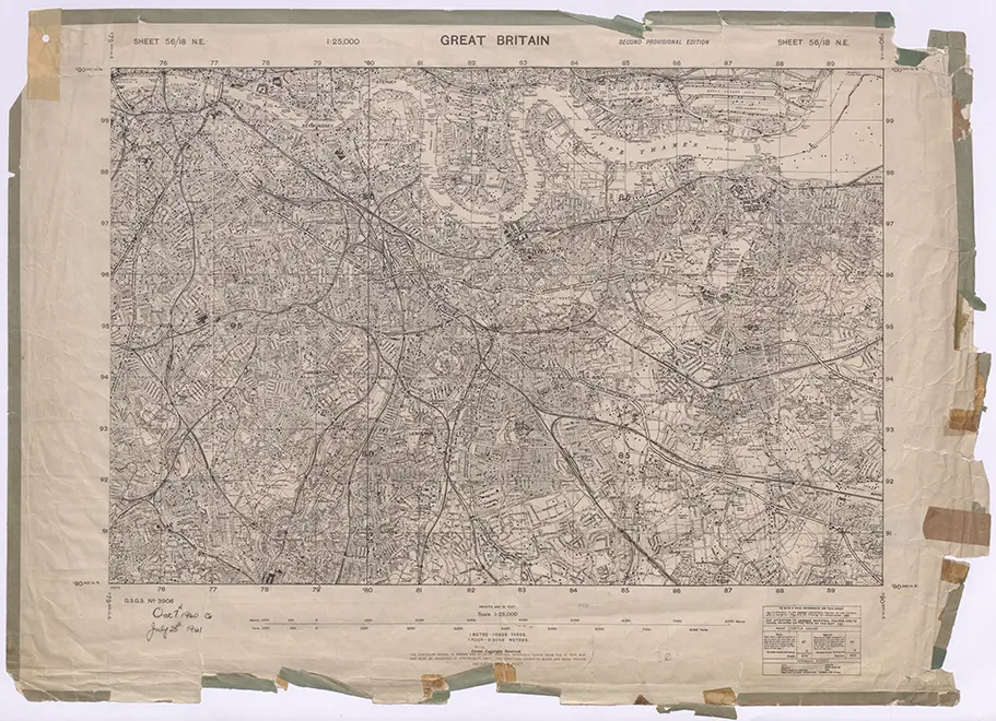 An example of an old map used to determine potential ordnance contamination